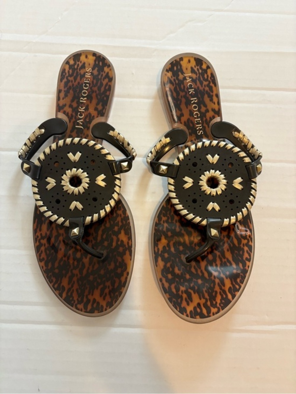 Jack Rogers Georgica Jelly Sandals in Brown Tortoiseshell Size 9